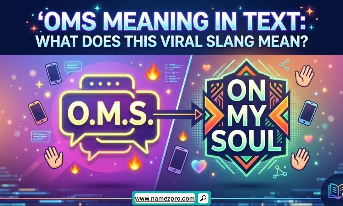 OMS meaning in text shown on a smartphone screen with a shocked reaction emoji and slang definition overlay