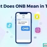 ONB meaning in text shown in a chat conversation on a smartphone with social media icons