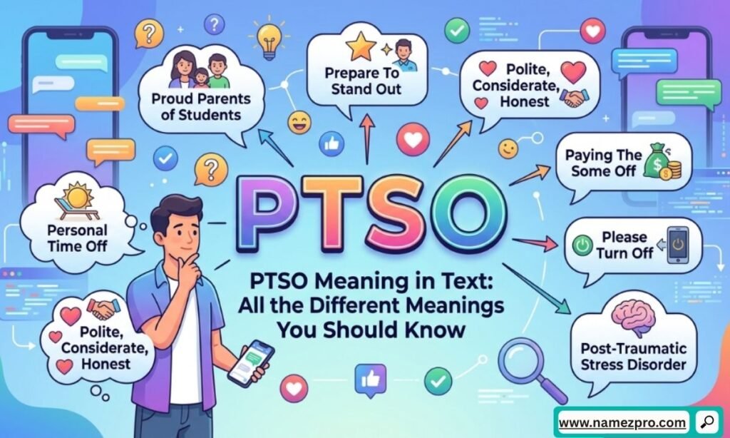 PTSO meaning in text explained with multiple slang meanings across texting apps, social media, and school abbreviations
