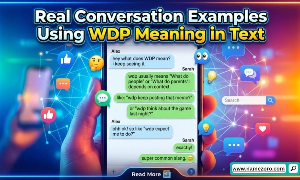 Real text conversation examples showing WDP meaning in chats, social media messages, and texting slang usage