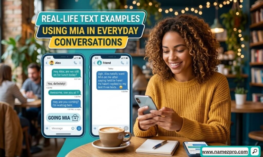 Real-life text message conversation showing MIA abbreviation used in everyday chat context.