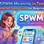 SPWM meaning in text explained with phone screen showing Stop Playing With Me slang in a chat bubble for beginners