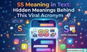 SS meaning in text displayed on smartphone chat screen with viral social media acronym examples