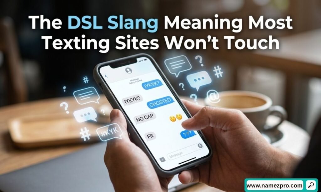 Person shocked while reading the real DSL slang meaning on a phone, a definition most texting sites skip
