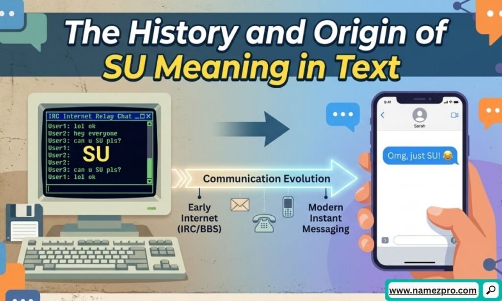 History and origin of SU meaning in text shown in a modern smartphone messaging conversation