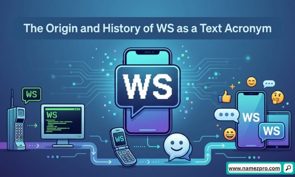 An aesthetic vintage typewriter next to a modern smartphone displaying chat bubbles with the acronym WS.