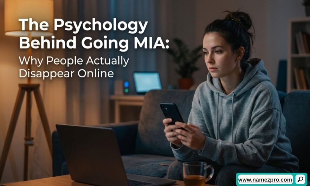 Psychology behind going MIA: why people disappear online concept with fading human silhouette from smartphone.