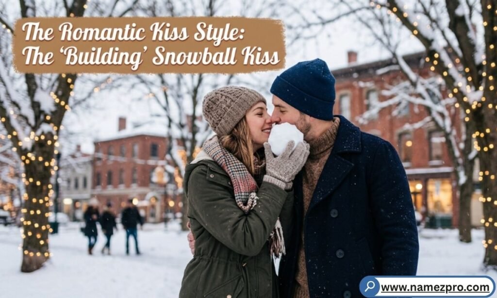 Building snowball kiss romantic style slow intimate winter kiss method