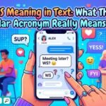 A colorful smartphone screen showing a text message chat with the acronym WS highlighted in a bright speech bubble.