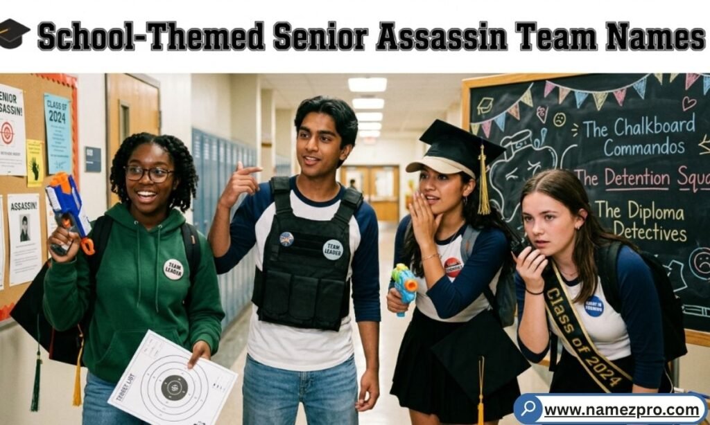 School-themed senior assassin team names  class clown, detention, and principal’s nightmare picks for 2026.