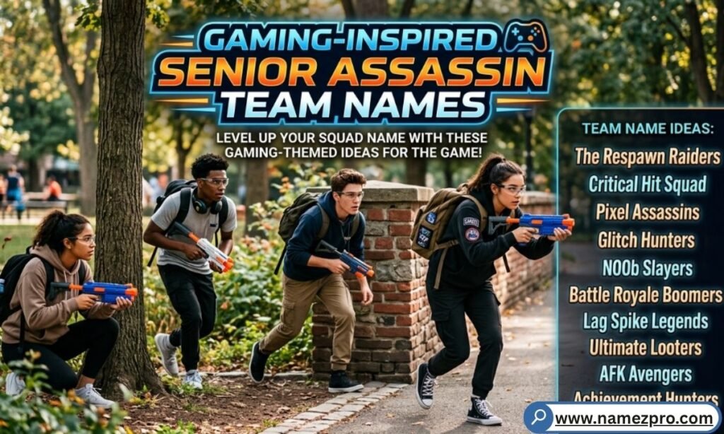 Gaming-inspired senior assassin team names epic, retro, and esports-style names for 2026.
