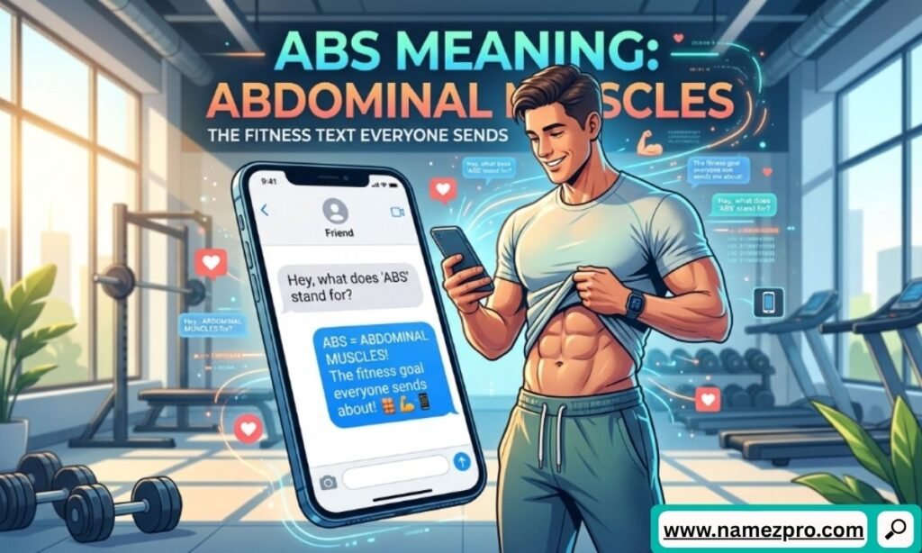 Abdominal muscles abs meaning fitness workout athlete showing six pack abs during gym training session
