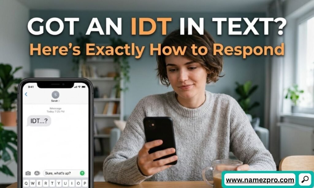 Got an IDT in text message with chat bubbles showing response examples and texting conversation tips