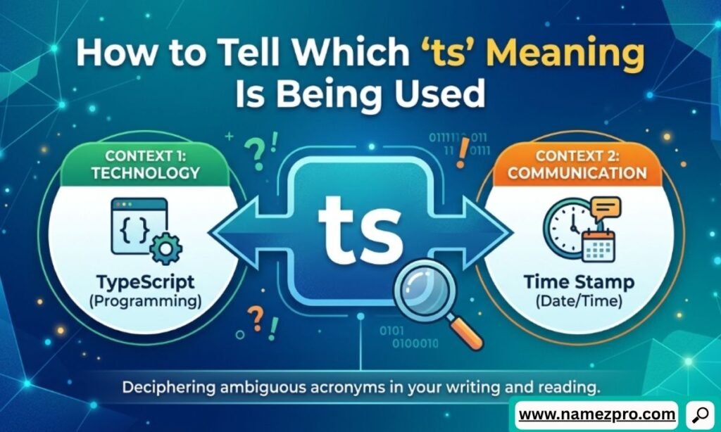 A visual chart highlighting the differences between TS meaning Taylor Swift, Tough Shit, and Talk Soon based on context clues.