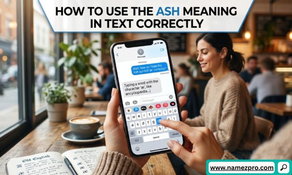 Infographic displaying correct text message examples of using the slang term ash after an adjective.