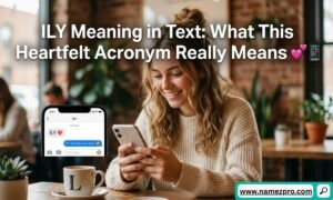 A clean graphic showing a smartphone screen displaying a text message with the acronym ILY and a pink heart emoji.