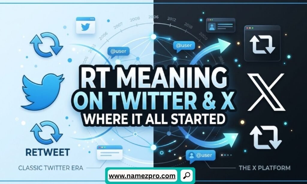 The iconic blue bird and black X logo side-by-side with a stylized RT retweet icon on a digital screen.