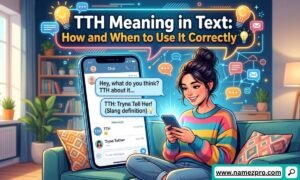 TTH Meaning in Text messaging guide showing chat conversation examples and social media slang explanation