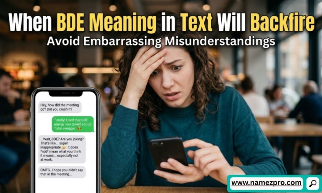 BDE meaning in text backfire example showing awkward messages, misunderstood slang, and texting mistakes