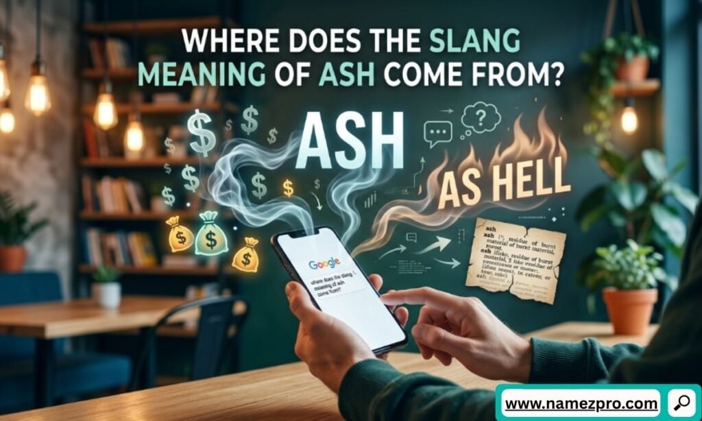 A colorful graphic showcasing the evolution of text slang from "as hell" to the modern acronym ash.