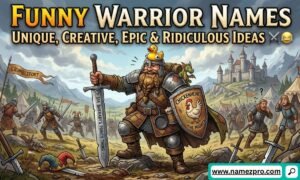 Laughing knight with a rubber duck on his helmet, holding a sword labeled Sir Barnaby's Pointy Thing on a battlefield.