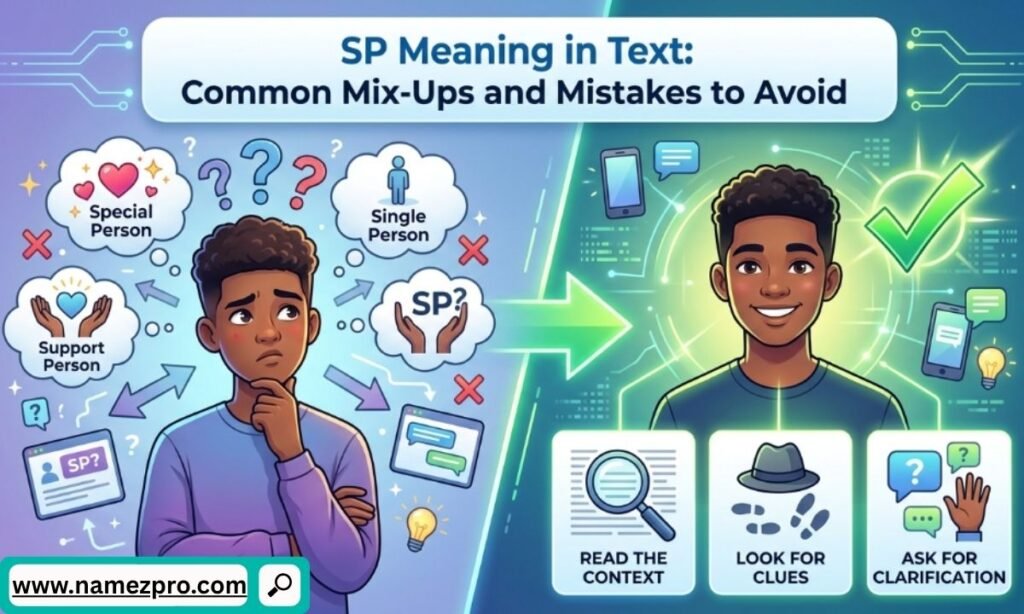 Split cartoon showing a confused man guessing SP meanings versus a smiling man using context clues to understand the text.